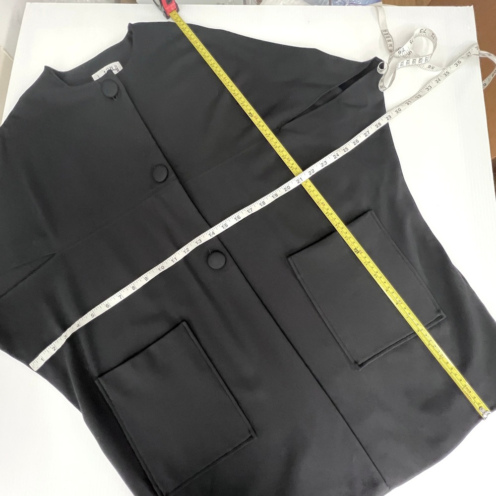 Sz 10- Joseph Ribkoff Black‎ Batwing Short Slv Collarless Cardigan Blazer Jacket - Picture 11 of 11